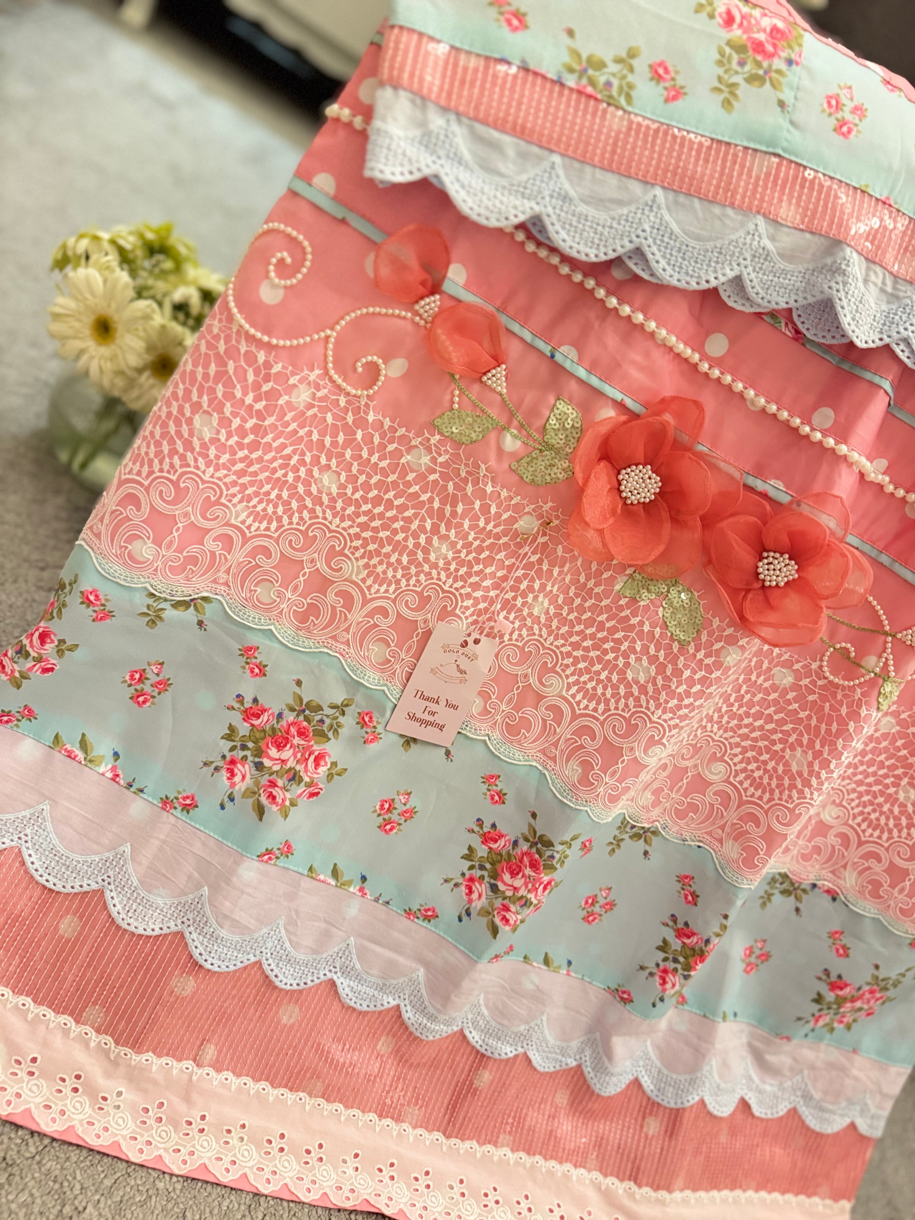 Aayat Coral Polka Floral Rida