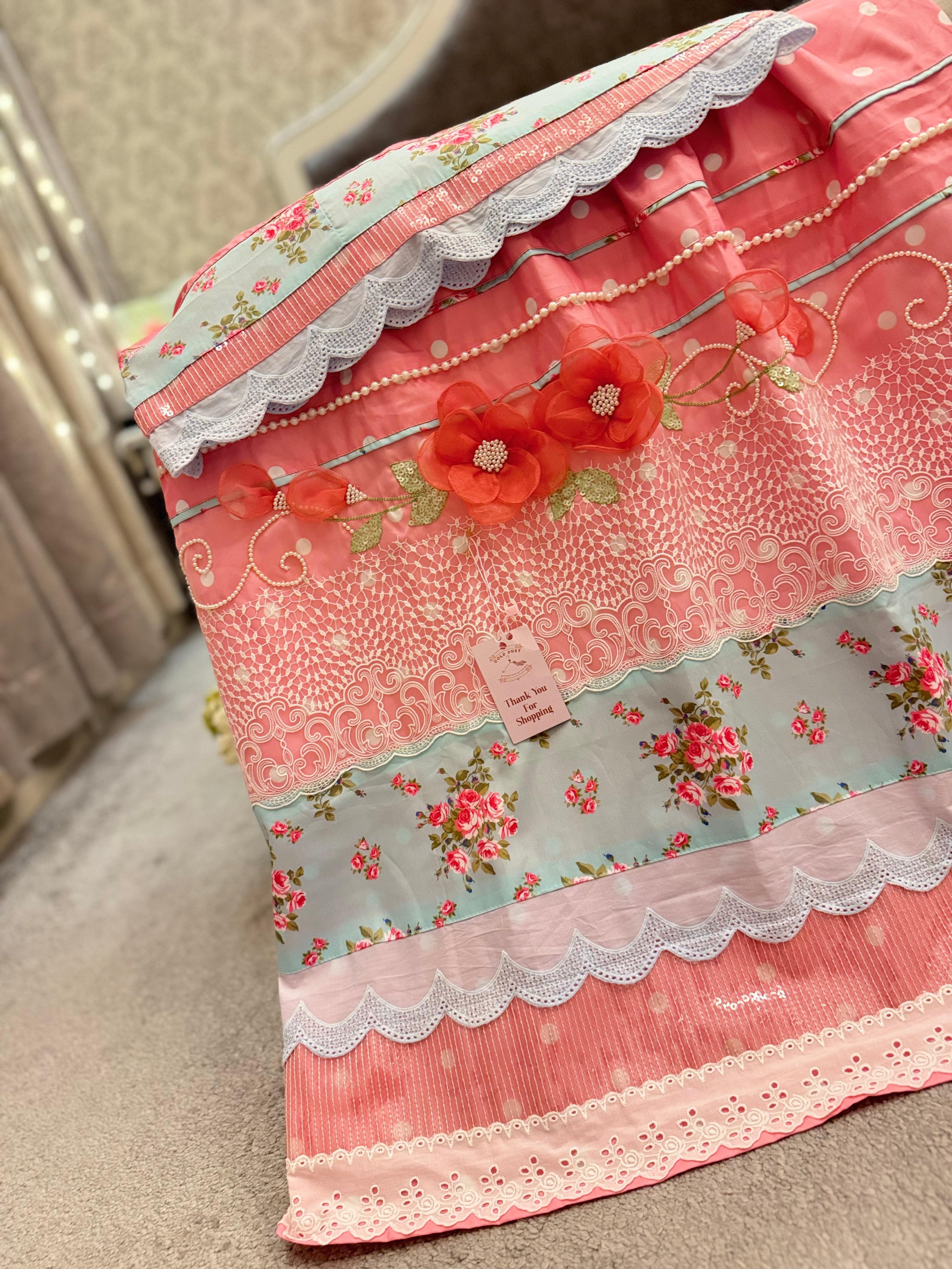 Aayat Coral Polka Floral Rida