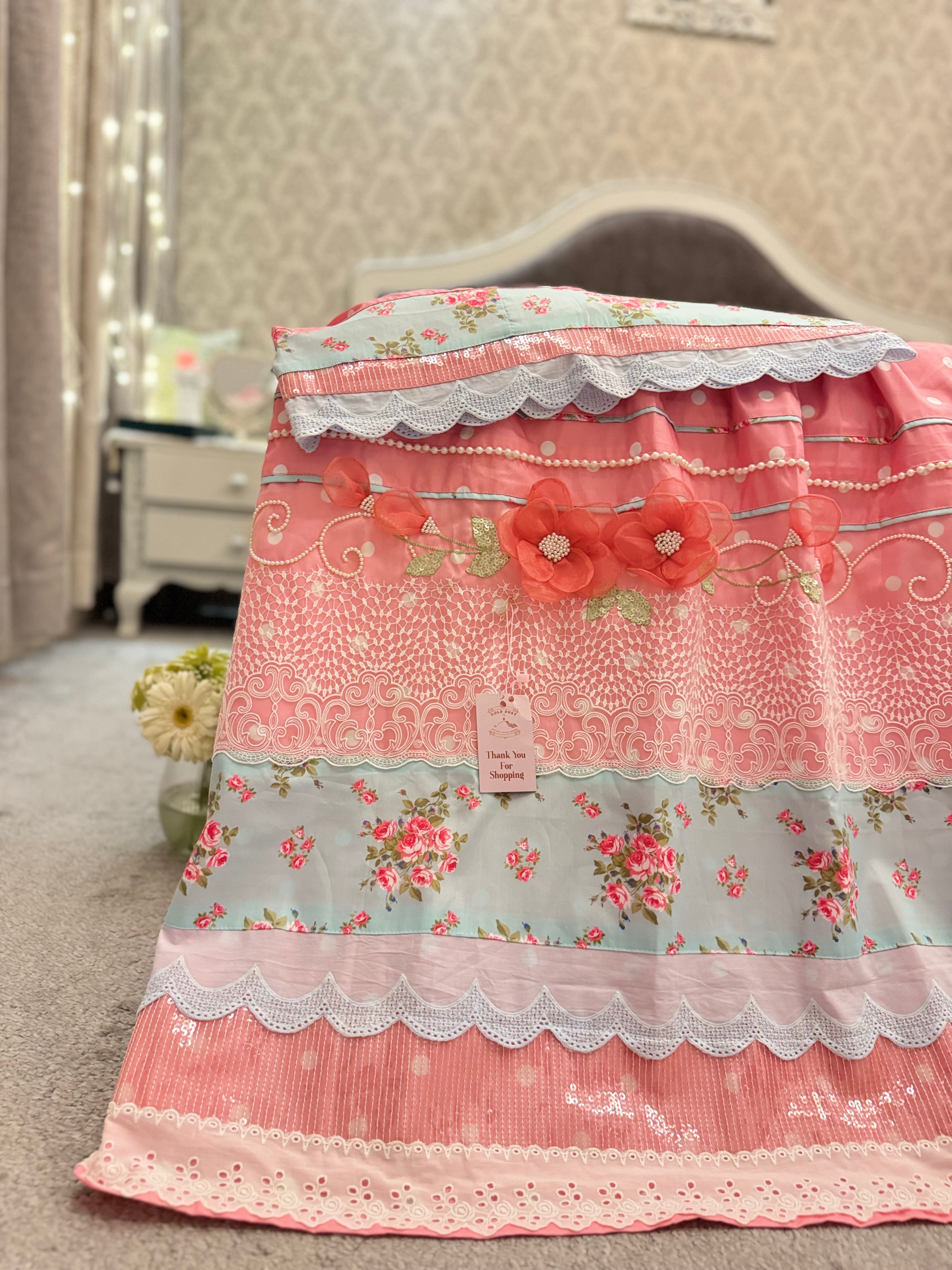 Aayat Coral Polka Floral Rida