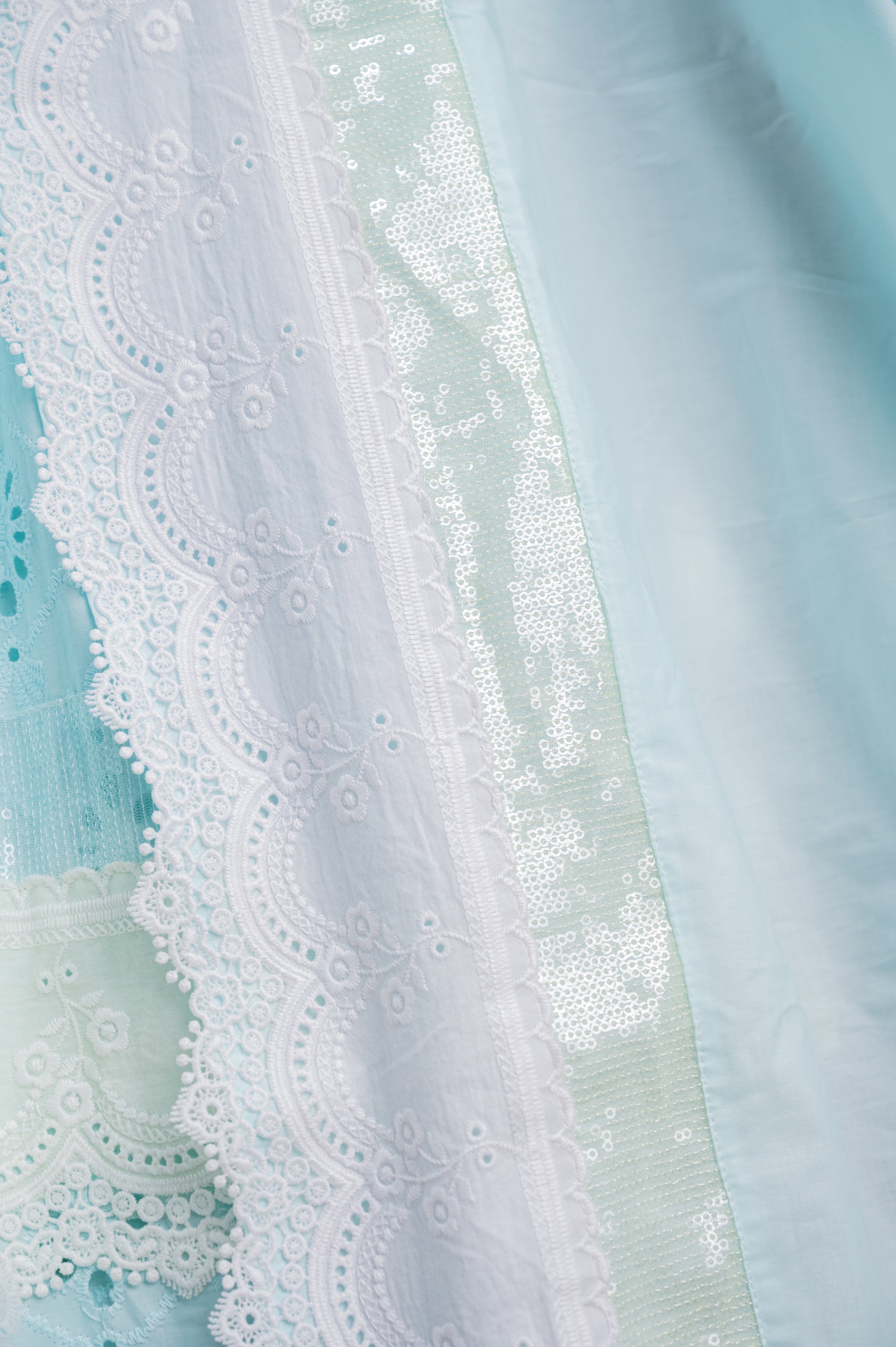 Soft blue cutwork