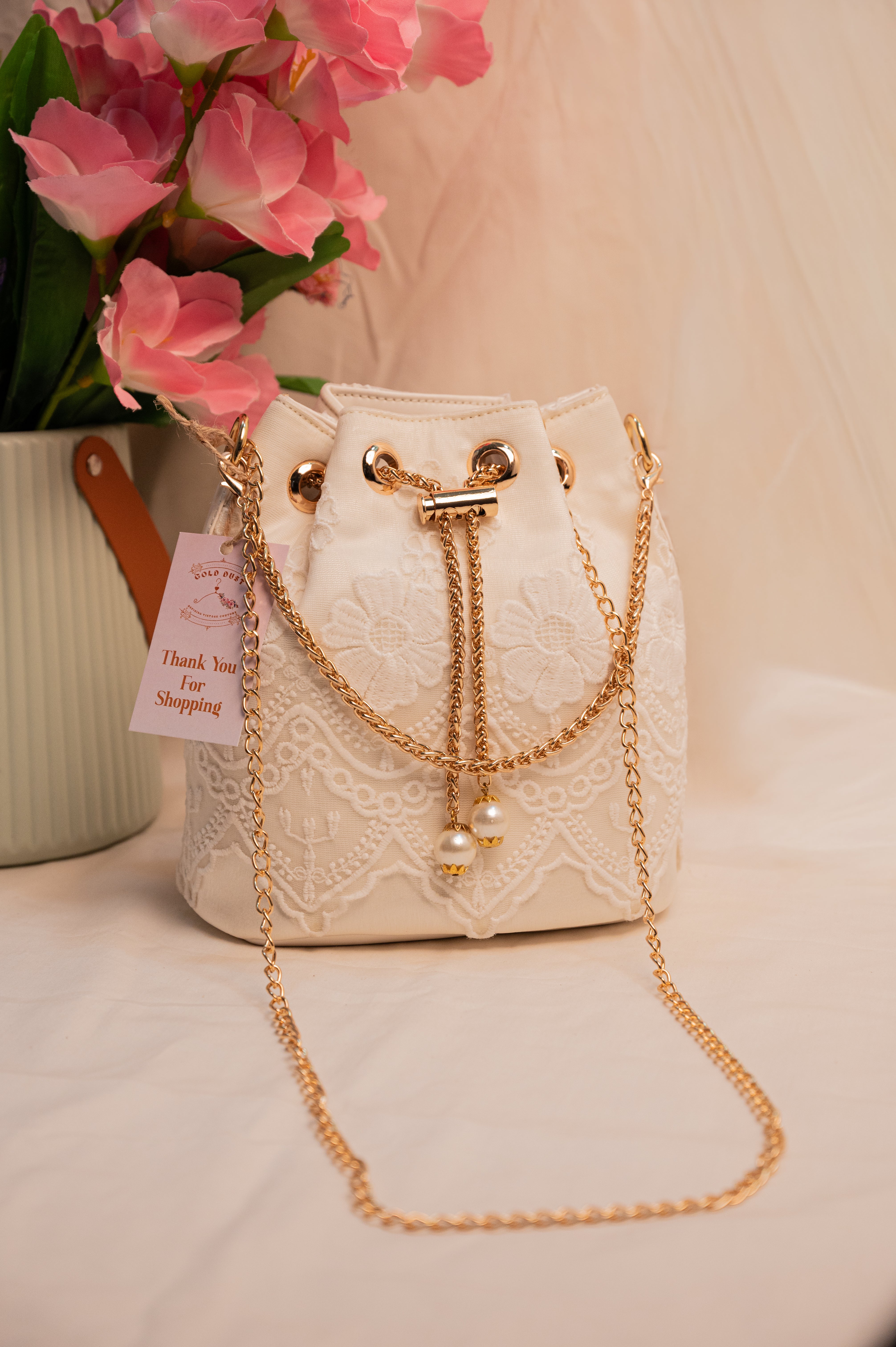 The Vintage Lace Blossom Bucket Bag