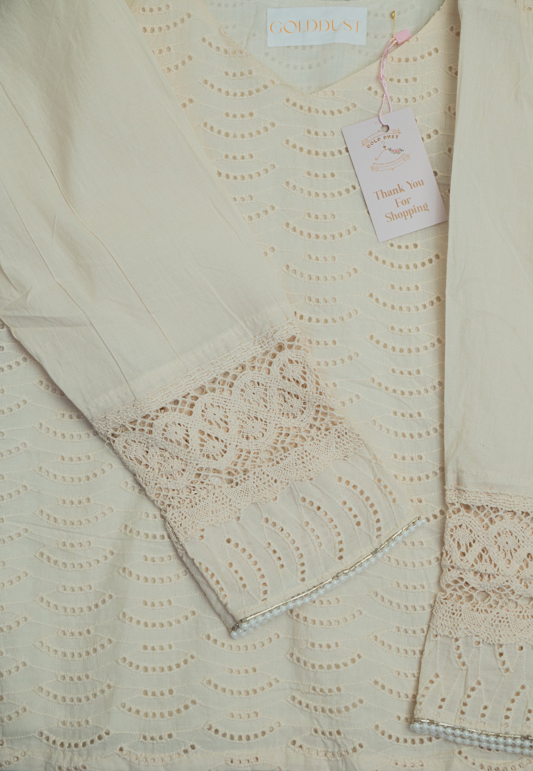 Ivory Wave Eyelet Cotton Top