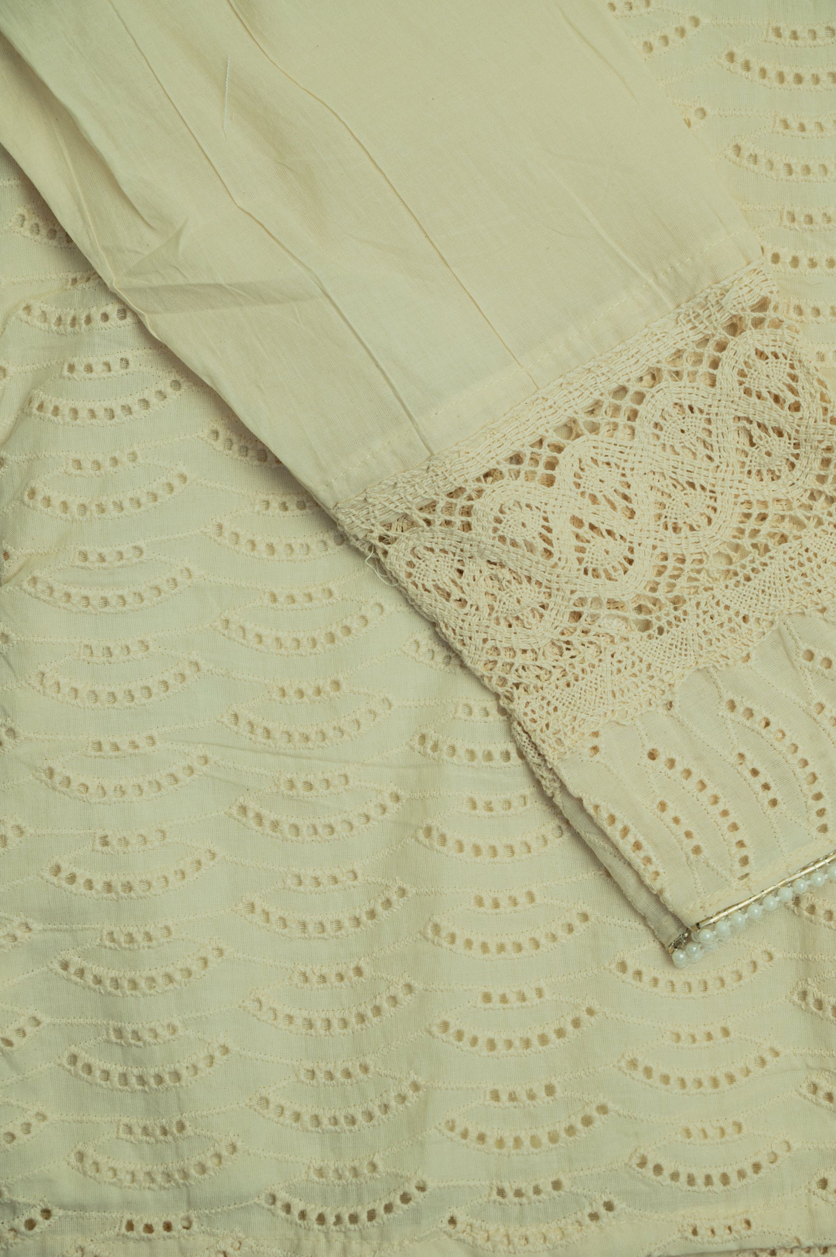 Ivory Wave Eyelet Cotton Top