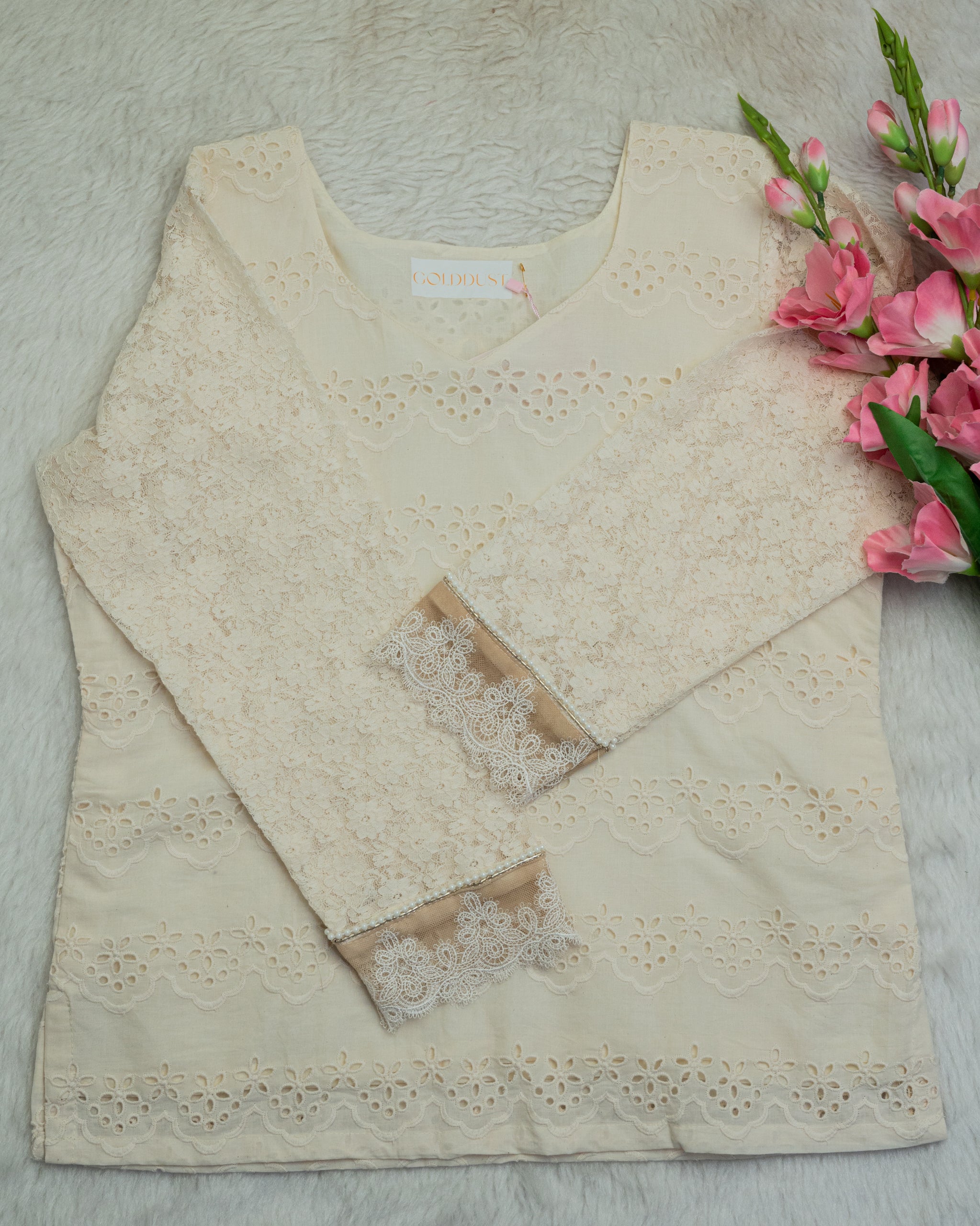 Ivory Eyelet Embroidered Cotton Top